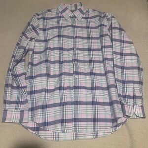 Ralph Lauren Button Down. Pink background, blue and light green in plaid.